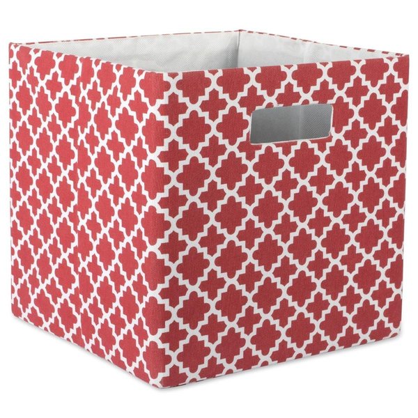 Design Imports 13 in x 13 in x 13 in Lattice Square Polyester Storage Cube, Rust CAMZ37900